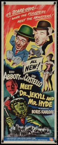 2b224 ABBOTT & COSTELLO MEET DR. JEKYLL & MR. HYDE linen insert 1953 Bud & Lou, scary Boris Karloff!