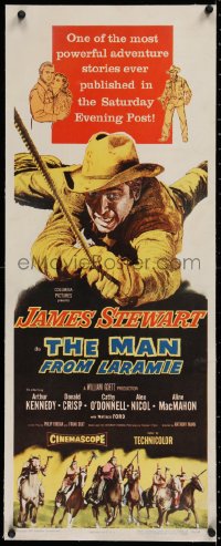 2b234 MAN FROM LARAMIE linen insert 1955 cool art of cowboy James Stewart, directed by Anthony Mann!