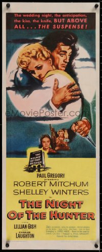 2b240 NIGHT OF THE HUNTER linen insert 1955 Robert Mitchum w/love & hate hands hugs Shelley Winters!