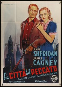 2b019 CITY FOR CONQUEST Italian 1p 1949 Martinati art of James Cagney & Ann Sheridan, ultra rare!