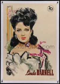 2b143 LINDA DARNELL linen Italian 1sh 1940s great Ercole Brini art of the sexy star, ultra rare!