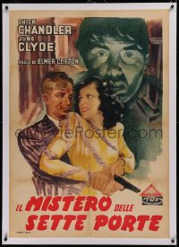 2b144 SEVEN DOORS TO DEATH linen Italian 1sh 1947 art of Chick Chandler manhandling June Clyde, rare!