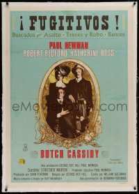 2b071 BUTCH CASSIDY & THE SUNDANCE KID linen Panamanian poster 1969 Paul Newman, Redford, Ross!