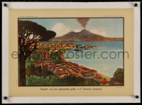 2b400 BELLEZZE NATURALI D'ITALIA linen 15x22 Italian special poster 1950s art of Vesuvius in Napoli