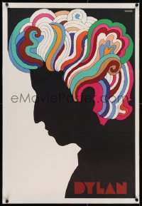 2b364 DYLAN linen 22x33 album insert poster 1967 colorful silhouette art of Bob by Milton Glaser!
