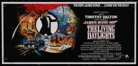 2b392 LIVING DAYLIGHTS linen 10x23 special poster 1986 Bysouth art of Timothy Dalton as James Bond!