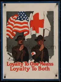 2b341 LOYALTY TO ONE MEANS LOYALTY TO BOTH linen 18x24 WWI war poster 1917 Gordon Grant art, rare!