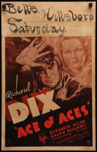 2b048 ACE OF ACES WC 1933 great art of pacifist turned WWI pilot Richard Dix & Allan, ultra rare!