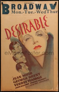 2b051 DESIRABLE WC 1934 art of teen Jean Muir, loved by her mother's boyfriend George Brent, rare!