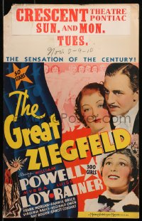 2b054 GREAT ZIEGFELD WC 1936 great image of William Powell, Luise Rainer & Myrna Loy, very rare!