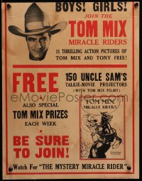 2b057 MIRACLE RIDER WC 1935 boys & girls, join the Tom Mix Miracle Riders for free pictures, rare!