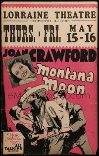 2b059 MONTANA MOON WC 1930 great art and photo of young Joan Crawford w/ bandit Johnny Mack Brown!