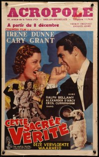 2c438 AWFUL TRUTH Belgian R1940s different image of Cary Grant & pretty Irene Dunne + Asta the dog!