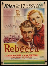 2c463 REBECCA Belgian 1945 Alfred Hitchcock, art of Olivier & Fontaine, ultra rare first release!