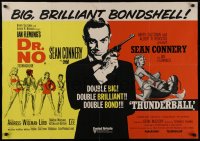 2c353 DR. NO/THUNDERBALL British quad 1960s Sean Connery as James Bond, brilliant Bondshell, rare!