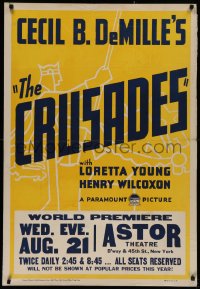 2c338 CRUSADES Tooker-Moore world premiere 1sh 1935 Cecil B. DeMille religious epic, ultra rare!