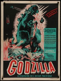 2c389 GODZILLA French 24x32 R1950s Gojira, sci-fi classic, completely different art by Poucel!