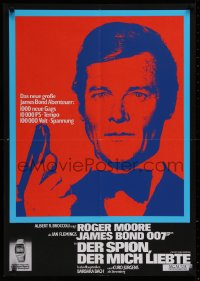 2c394 SPY WHO LOVED ME blue/red German 1977 Roger Moore as James Bond 007 + Seiko wristwatch ad!