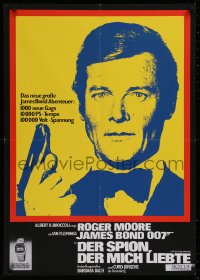 2c397 SPY WHO LOVED ME red/yellow German 1977 Roger Moore as James Bond 007 + Seiko wristwatch ad!
