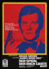 2c398 SPY WHO LOVED ME yellow/red German 1977 Roger Moore as James Bond 007 + Seiko wristwatch ad!