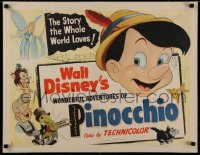 2c033 PINOCCHIO style B 1/2sh R1954 Disney classic cartoon about wooden boy who becomes real, rare!