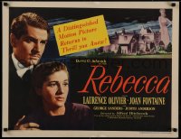 2c034 REBECCA style B 1/2sh R1946 Alfred Hitchcock, Laurence Olivier, Joan Fontaine, rare!
