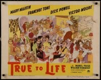 2c047 TRUE TO LIFE style A 1/2sh 1943 Hirschfeld montage cartoon art of movie scenes, very rare!