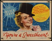 2c052 YOU'RE A SWEETHEART 1/2sh 1937 different image of pretty Alice Faye in top hat, ultra rare!
