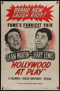 2c125 HOLLYWOOD AT PLAY 1sh 1951 fame's funniest pair Dean Martin & Jerry Lewis , ultra rare!
