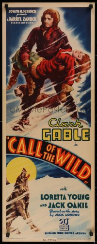 2c063 CALL OF THE WILD insert 1935 art of Clark Gable, Loretta Young & Buck, Jack London, rare!