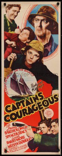 2c064 CAPTAINS COURAGEOUS insert 1937 Spencer Tracy, Freddie Bartholomew, Barrymore, ultra rare!