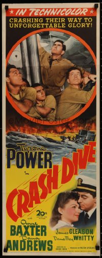 2c068 CRASH DIVE insert 1943 Tyrone Power with Anne Baxter & with men in World War II submarine!