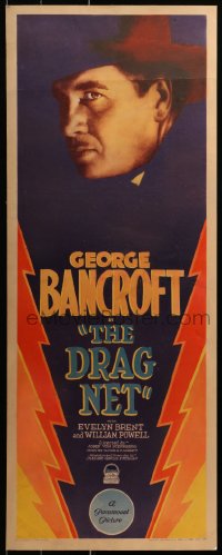 2c072 DRAGNET insert 1928 George Bancroft, Josef von Sternberg, cool deco noir art, ultra rare!