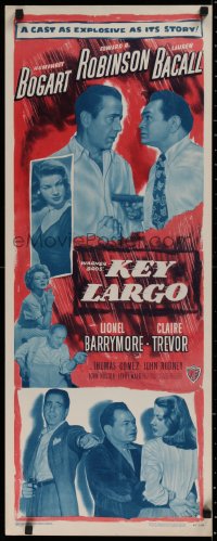 2c080 KEY LARGO insert 1948 Humphrey Bogart, Lauren Bacall, Edward G. Robinson, Huston, ultra rare!