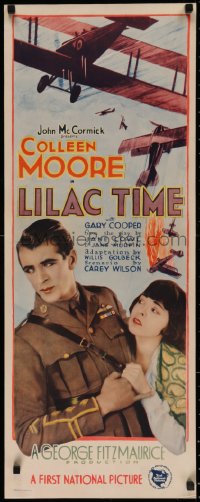 2c082 LILAC TIME insert 1928 WWI British flyer Gary Cooper loves French Colleen Moore, very rare!