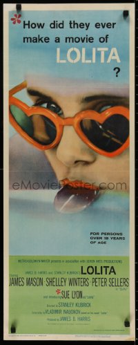 2c084 LOLITA insert 1962 Stanley Kubrick, c/u of sexy Sue Lyon with heart sunglasses & lollipop!