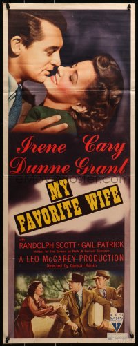 2c089 MY FAVORITE WIFE insert 1940 Cary Grant, Irene Dunne, Randolph Scott, Patrick, ultra rare!