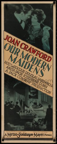 2c090 OUR MODERN MAIDENS insert 1929 sexy flapper Joan Crawford, Douglas Fairbanks Jr., ultra rare!