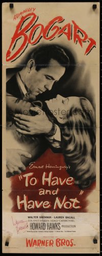 2c101 TO HAVE & HAVE NOT signed insert 1944 by Lauren Bacall, best c/u with Humphrey Bogart, rare!