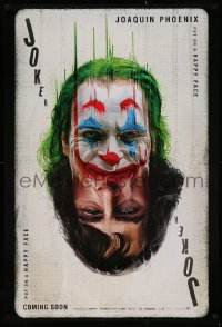 2c340 JOKER DS teaser 1sh 2019 Joaquin Phoenix as the DC Comics villain, wonderful playing card art!