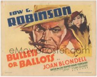 2c164 BULLETS OR BALLOTS TC 1936 art of smoking Edward G Robinson & Joan Blondell, ultra rare!