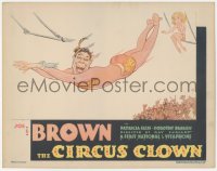 2c168 CIRCUS CLOWN TC 1934 great art of wacky Joe E. Brown swinging on the trapeze, ultra rare!