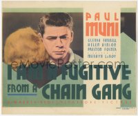 2c179 I AM A FUGITIVE FROM A CHAIN GANG TC 1932 best Paul Muni prison escape classic, very rare!