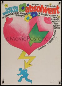 2c412 GRADUATE Polish 24x33 1973 different colorful Zbikowski art arrow through heart over man!
