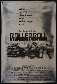 2c344 ROLLERBALL foil advance 1sh 1975 ultra rare with completely different Bob Peak sci-fi art!