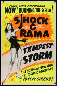 2c346 SHOCK-O-RAMA 1sh 1955 Tempest Storm, the bust-out girl with the atomic anatomy, very rare!