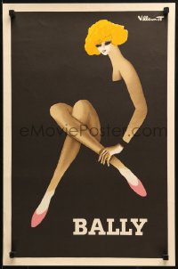 2c324 BALLY 17x25 French advertising poster 1980s great Villemot art deco art of sexy blonde!
