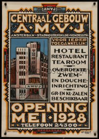 2c308 CENTRAAL GEBOUW AMVJ 26x36 Dutch special poster 1928 Leo Leon art, like the YMCA, rare!