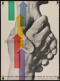 2c315 COOOPERATION INTER-EUROPEENNE 22x30 Swiss special poster 1950s hands clasped together, rare!