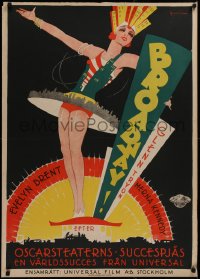 2c400 BROADWAY Swedish 1929 incredible Rohman art of showgirl wearing New York City outfit, rare!
